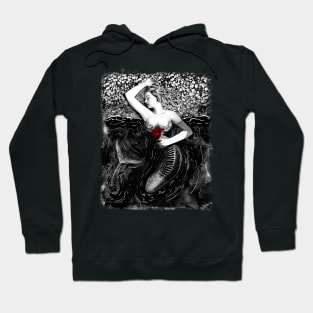 Gothic Dead mermaid with red rose - Dark manga art Hoodie